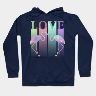 Rainbow gradient couple of flamingos in love Hoodie